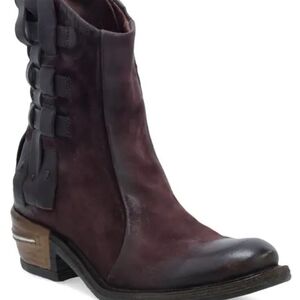 A.S. 98 Idella Eggplant Women's Leather Ankle Biker Rustic Western Boho Boots 39